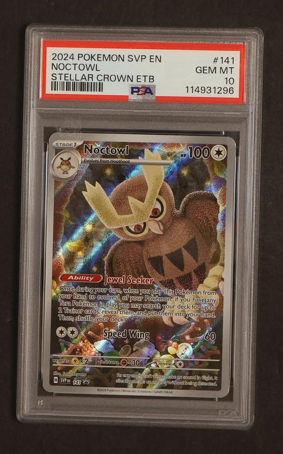 2024 Pokemon Stellar Crown #141 Noctowl Stellar Crown ETB PSA 10 GEM MT