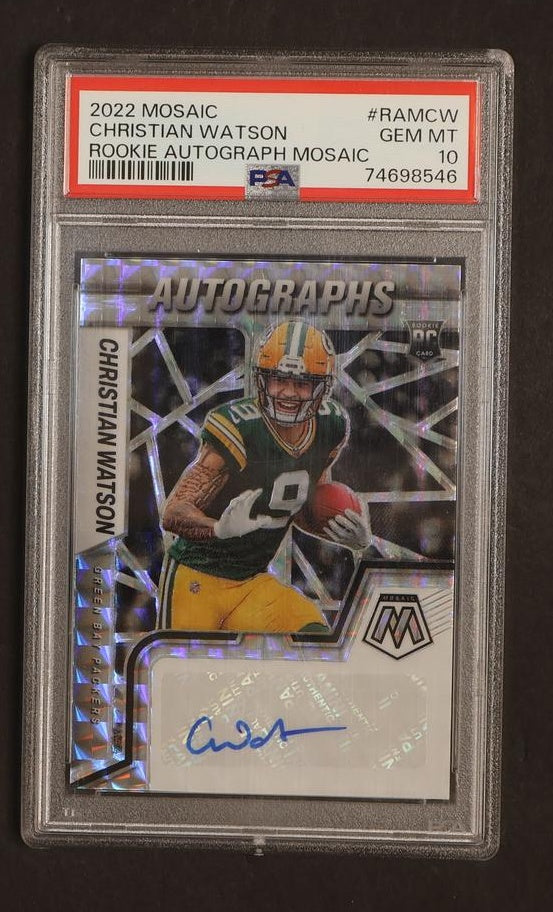 2022 Panini Mosaic Rookie Autographs Christian Watson #RAM-CW RC Auto PSA 10