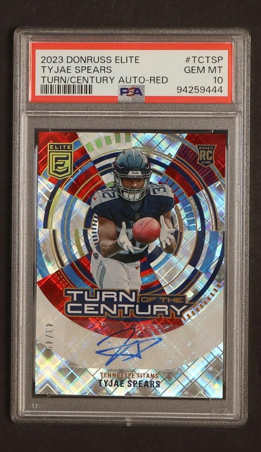 2023 Panini Elite Turn of Century Red Tyjae Spears #TC-TSP RC Auto /49 PSA 10