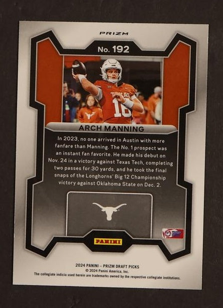 2024 Panini Prizm Draft Picks Silver RC #192 Arch Manning Rookie