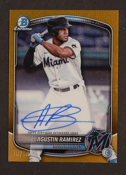 2023 Bowman Chrome BMA-AR Agustin Ramirez Gold Miami Marlins Auto