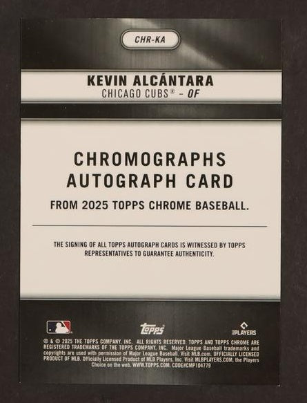 2025 Topps Chrome Chromographs Kevin Alcantara #CHR-KA RC Auto /5