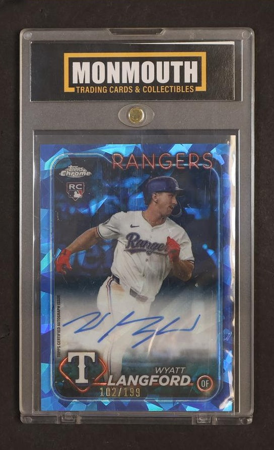 2023 Bowman Chrome USA-WL Wyatt Langford Sapphire Blue Rookie /199 Texas Rangers Auto