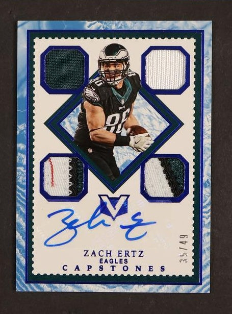2017 Panini Vertex #CP-ZE Zach Ertz Capstones /49 Patch Auto