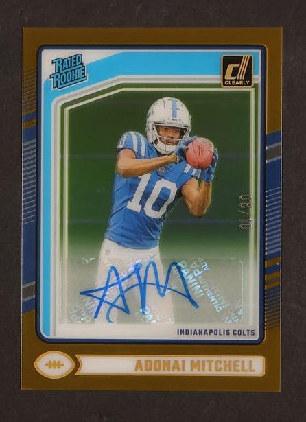 2023 Panini Donruss 71 Adonai Mitchell Rated Rookie Gold Rookie /25 Indianapolis Colts Auto