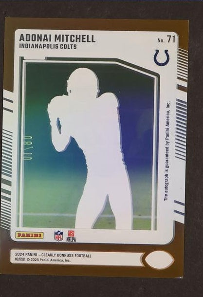 2023 Panini Donruss 71 Adonai Mitchell Rated Rookie Gold Rookie /25 Indianapolis Colts Auto