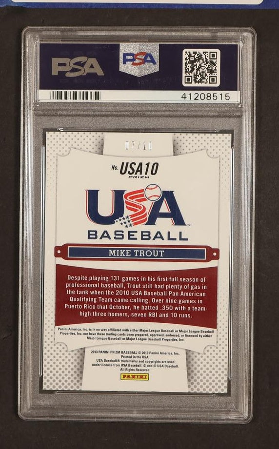 2013 Panini Prizm USA Baseball Gold Prizm Mike Trout #USA10 /10