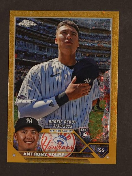 2023 Topps Chrome Update Rookie Debut Gold Speckle Anthony Volpe #USC35 RC /50