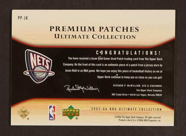 2005-06 Upper Deck Ultimate Collection Premium Patches Jason Kidd #PP-JK /50