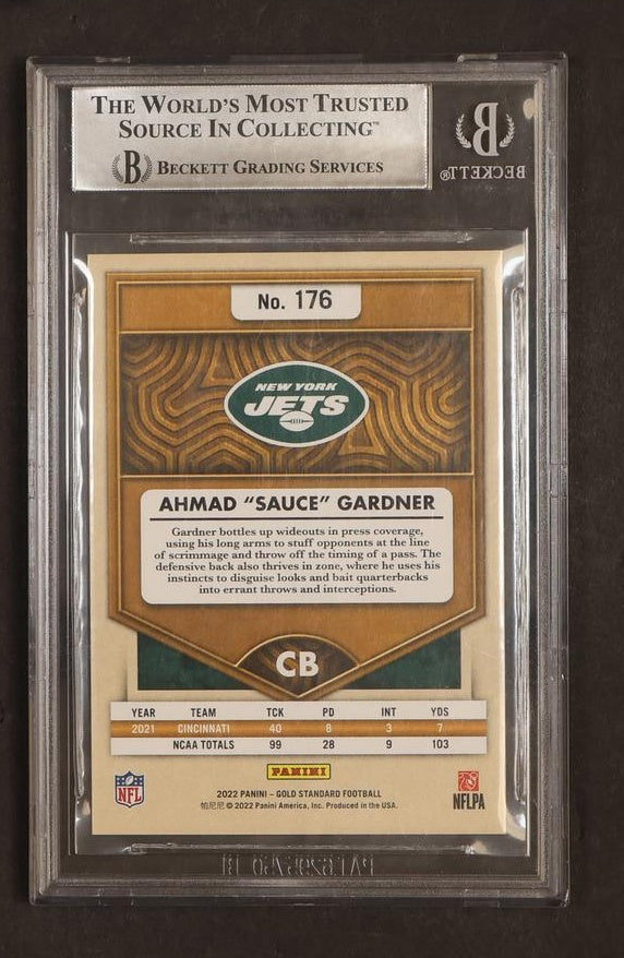 2022 Panini Gold Standard Black Ahmad Sauce Gardner #176 RC BGS 9