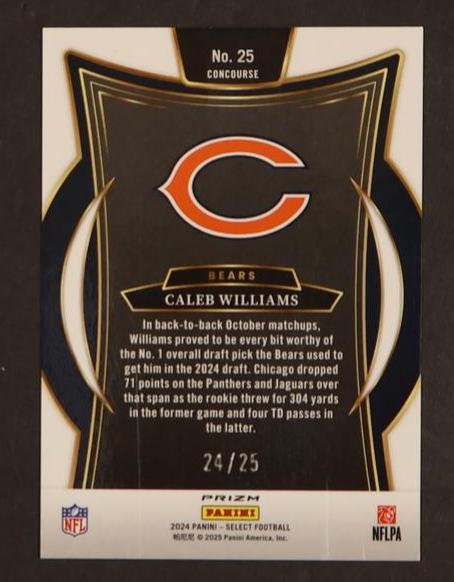 2023 Panini Prizm 25 Caleb Williams Select Rookie /25 Bears