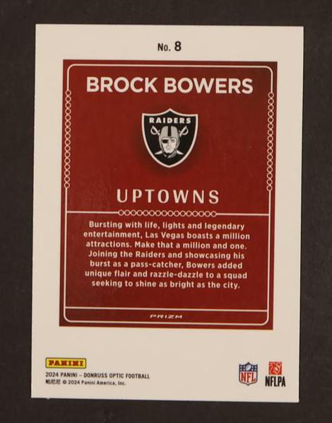 2023 Panini Donruss Optic 8 Brock Bowers Uptowns Prizm Rookie Las Vegas Raiders