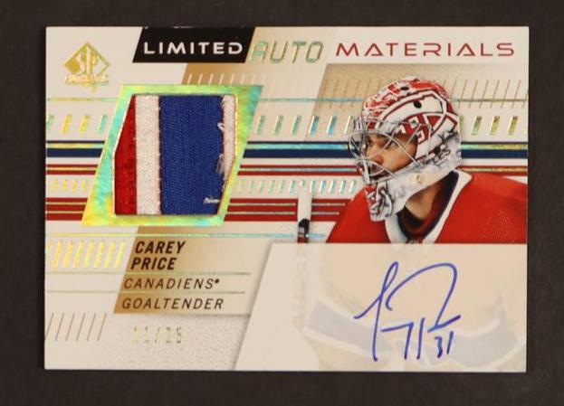 2019 Upper Deck SP Authentic #10 Carey Price Limited Auto Materials /25