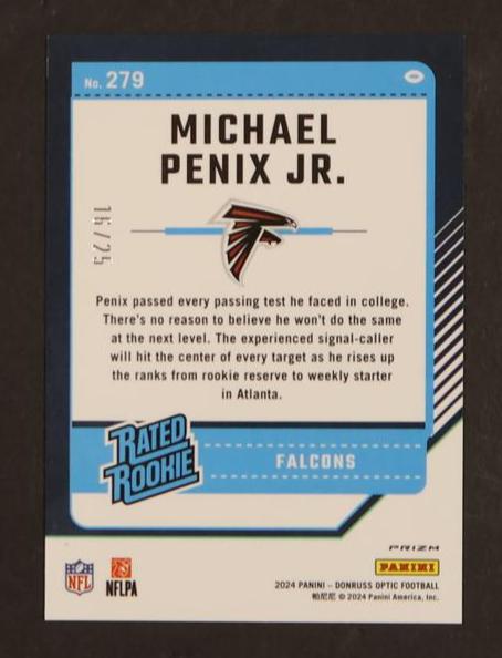 2023 Panini Optic #279 Michael Penix Jr. Rated Rookie Black Pandora 16/25