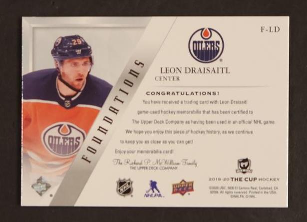 2019-20 Upper Deck The Cup Foundations Leon Draisaitl #F-LD Quad Jersey /49