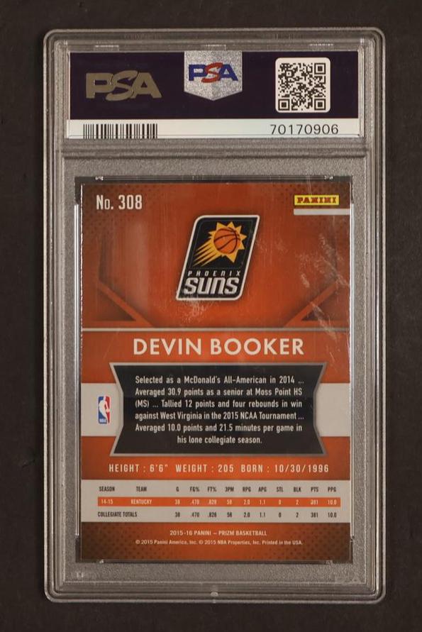 2015 Panini Prizm Devin Booker #308 RC PSA 9