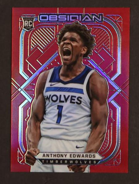 2020 Panini Obsidian #152 Anthony Edwards Electric Etch Red Flood Rookie