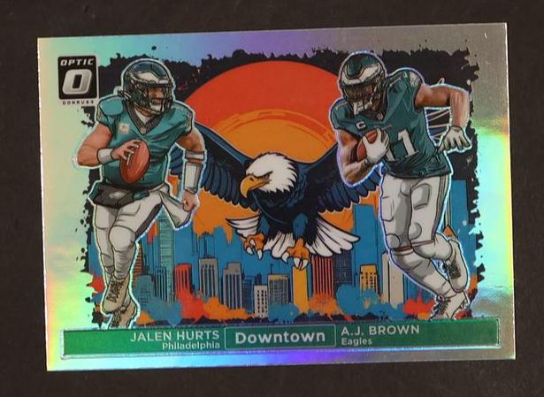 2023 Panini Donruss Optic 4 Jalen Hurts A.J. Brown Downtown Philadelphia Eagles