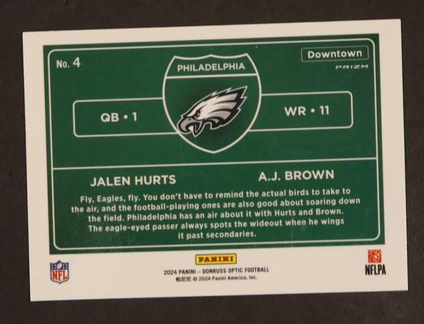 2023 Panini Donruss Optic 4 Jalen Hurts A.J. Brown Downtown Philadelphia Eagles