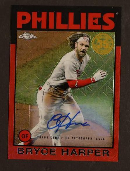 2021 Topps Chrome Silver Pack Bryce Harper Red Mojo Auto /5