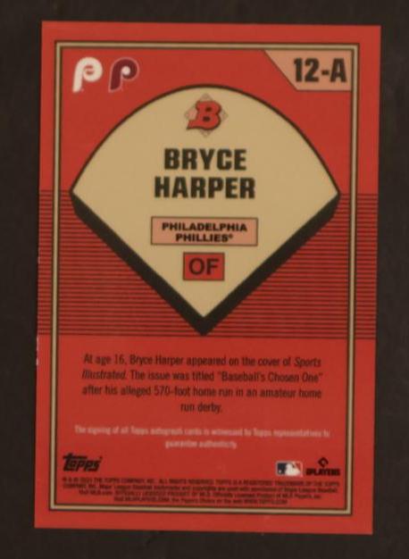 2021 Topps 1989 Bowman x Keith Shore #12-A Bryce Harper Green Auto /89 #12-A