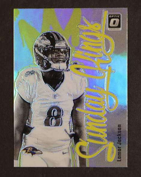 2021 Panini Donruss Optic 28 Lamar Jackson Sunday Kings Baltimore Ravens