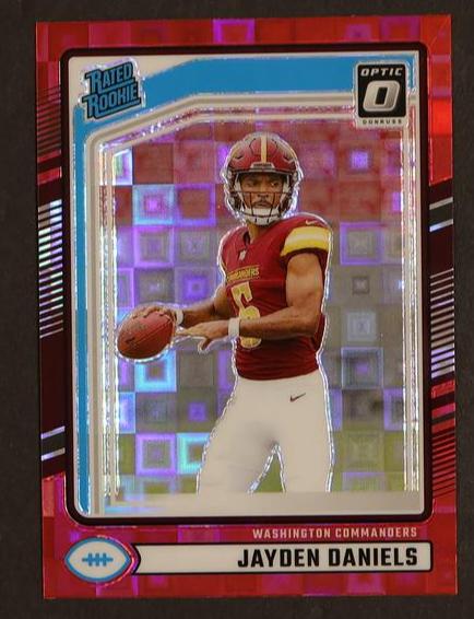 2024 Optic Preview #389 Jayden Daniels Red Pandora Rated Rookie