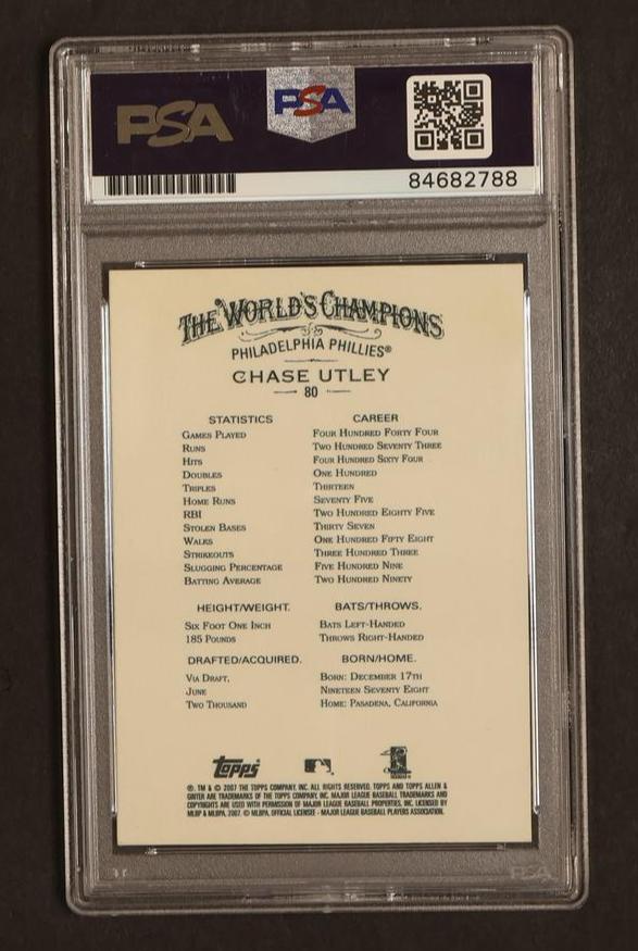 2007 Topps Allen & Ginter's Chase Utley #80 Auto PSA/DNA Auto 10