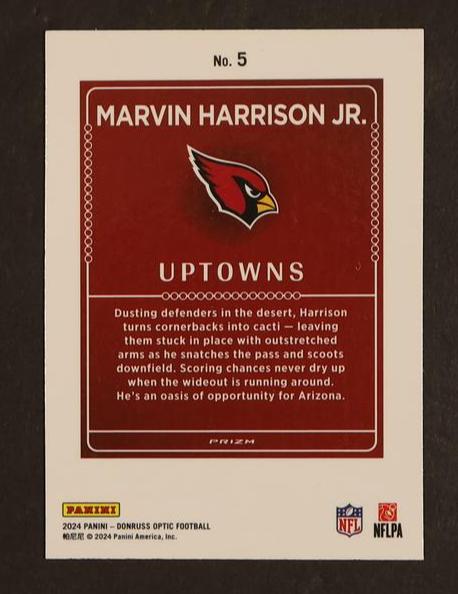 2023 Panini Donruss 5 Marvin Harrison Jr. Uptowns Rookie Arizona Cardinals