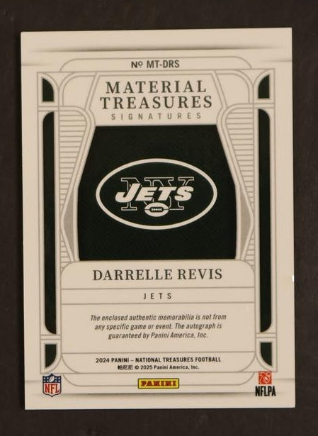 2014 Panini National Treasures MT-DRS Darrelle Revis Material Treasures Signatures Jets Auto