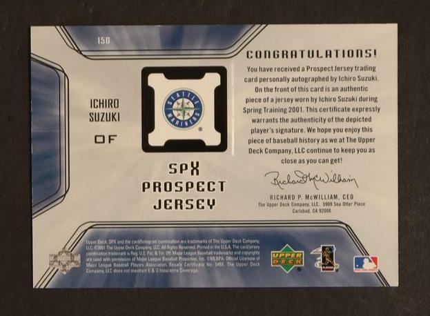 2001 Upper Deck SPx Ichiro Suzuki Prospect Jersey Auto #158