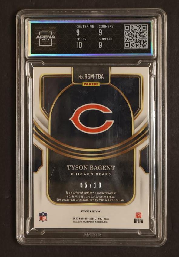 2023 Panini Select Gold Prizm Tyson Bagent #RSM-TBA RC RPA /10 Arena 9.5 Auto 10