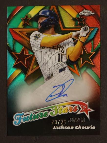 2025 Topps Chrome #FSA-JCH Jackson Chourio Future Stars Orange Auto /25