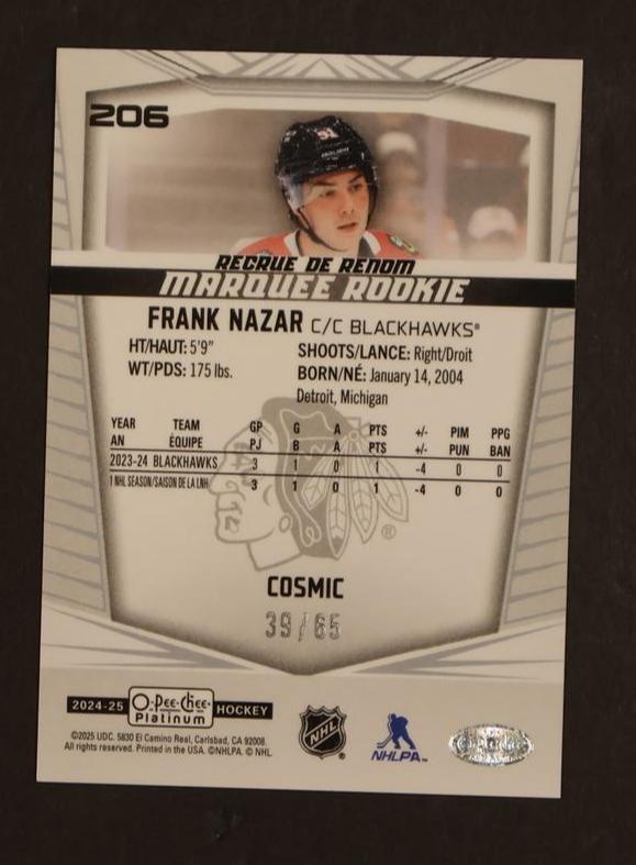 2024-25 Upper Deck O-Pee-Chee Platinum Cosmic Frank Nazar #206 RC /65