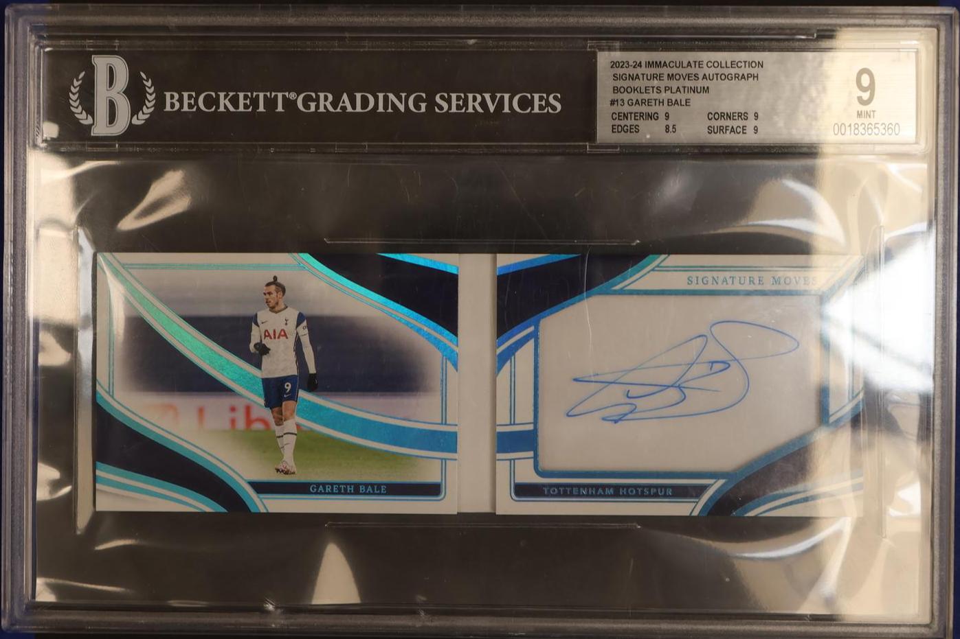 2023 Panini Immaculate SMA-GBA Gareth Bale Signature Moves 1/1 Beckett 9 Mint Tottenham Hotspur Auto