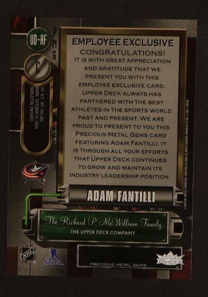 2023-24 Upper Deck Employee Exclusive Adam Fantilli Purple
Precious Metal Gems