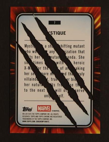 2025 Topps Chrome Marvel Mystique Clawed Refractor Stainless Steel 03/20 #7