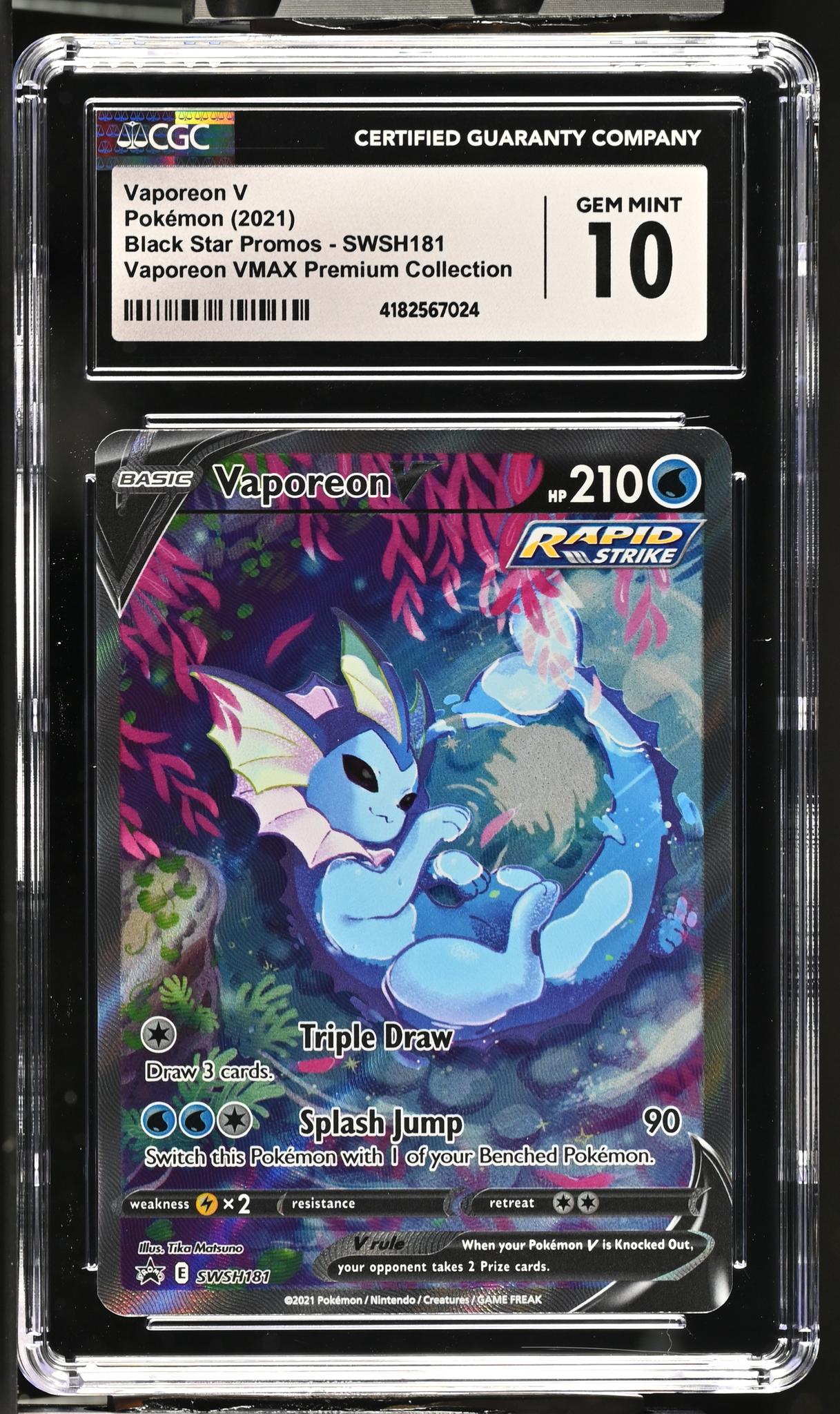 2021 Pokemon Black Star Promos Vaporeon V #SWSH181 Full Art CGC 10