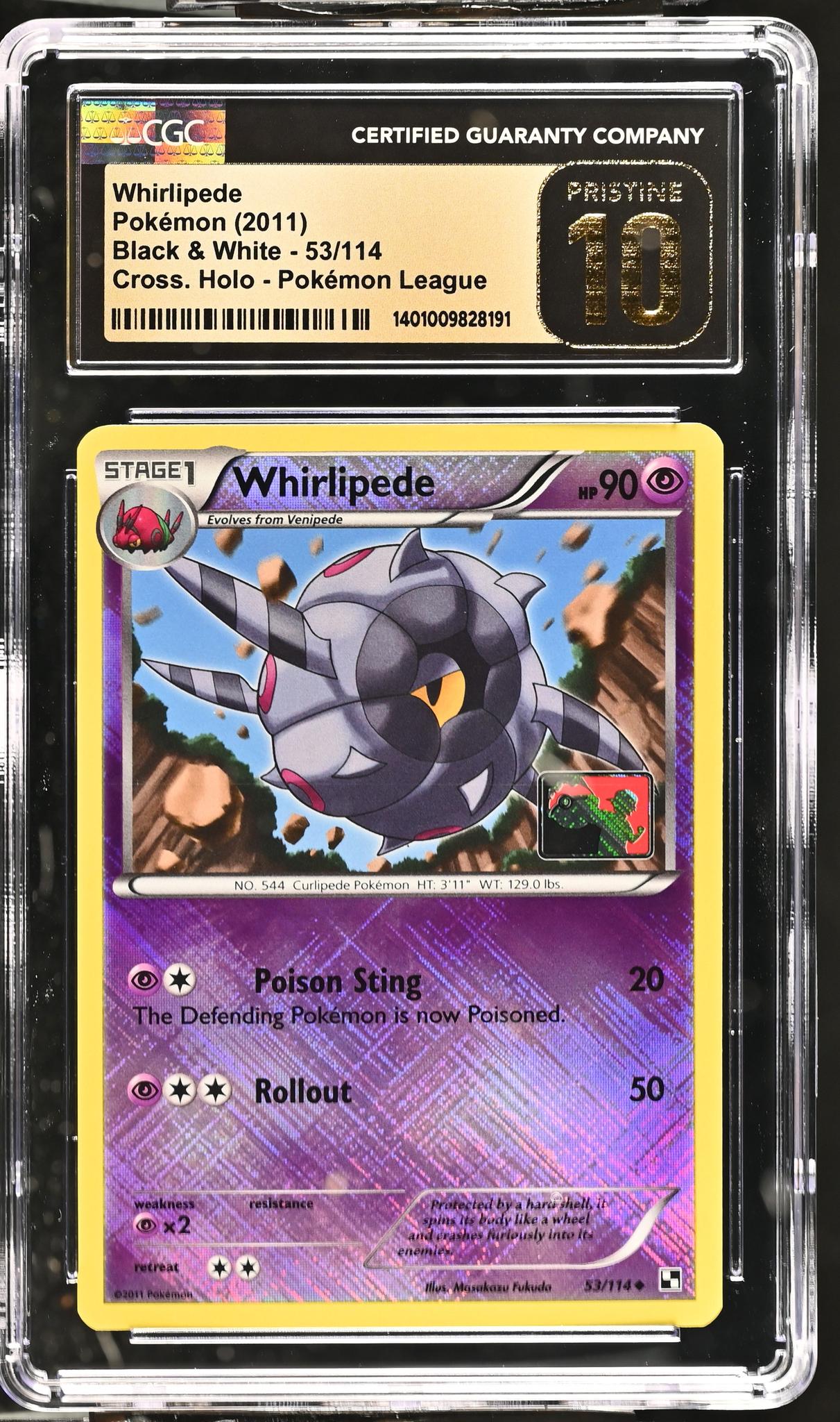 2011 Pokémon Black & White Whirlipede #53/114 Reverse Holo CGC Pristine 10