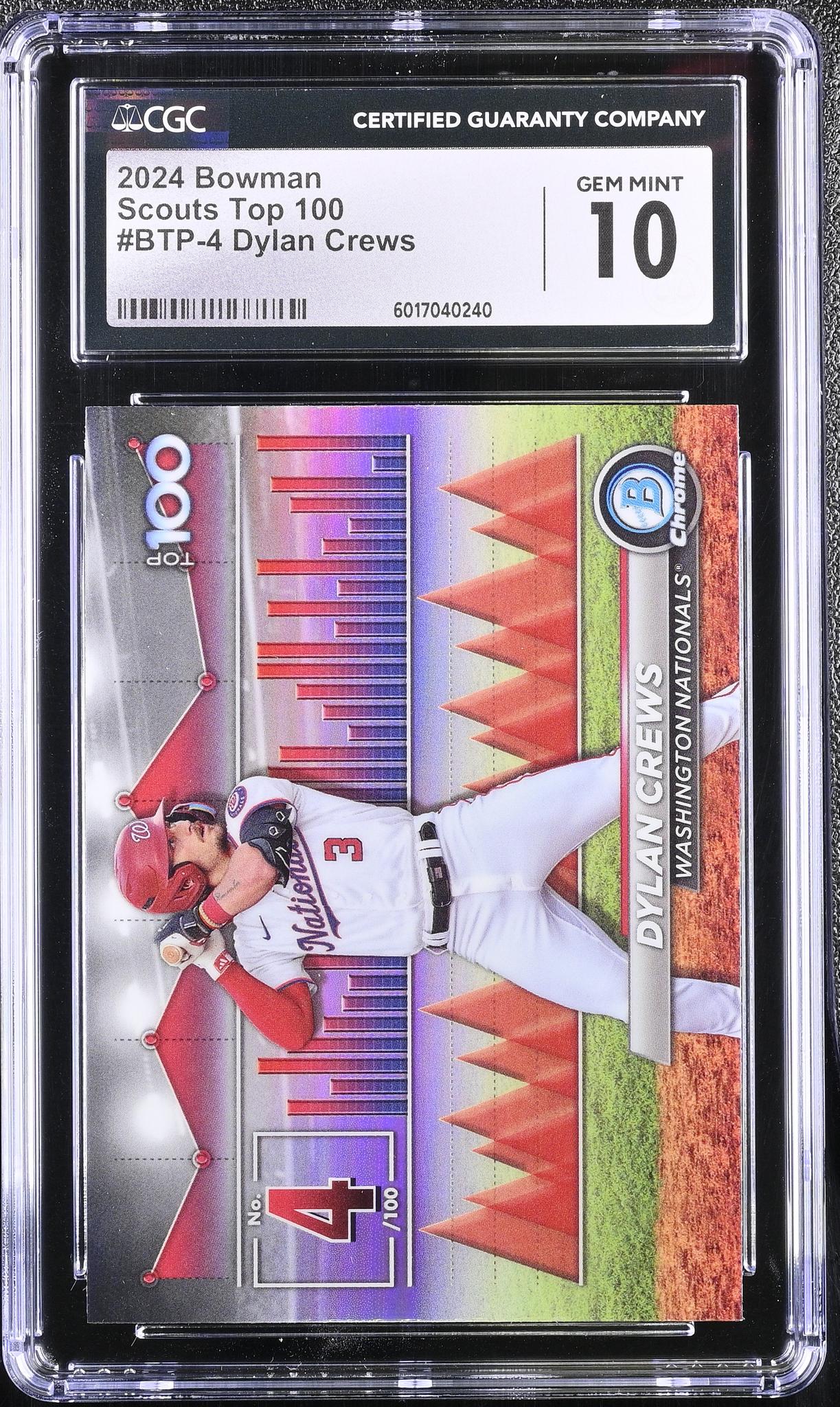 2024 Topps Bowman Scouts Top 100 Dylan Crews #BTP-4 CGC 10