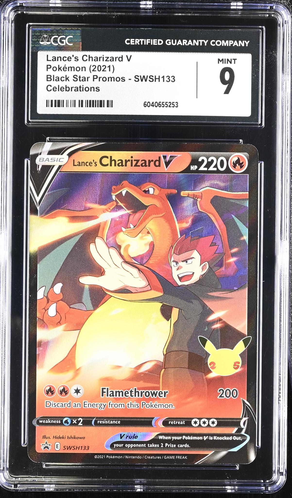 2021 Pokemon Celebrations Black Star Promo Lance's Charizard V #SWSH133 CGC 9