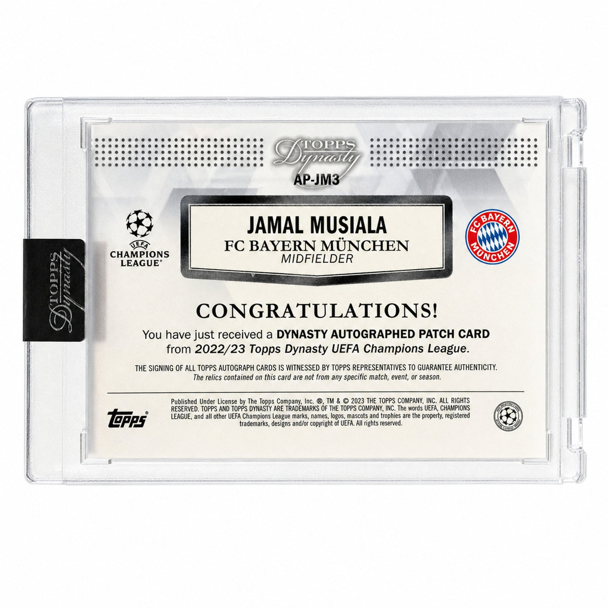 2022/23 Topps Dynasty #AP-JM3 Jamal Musiala Dynasty Autographed Patch  /10