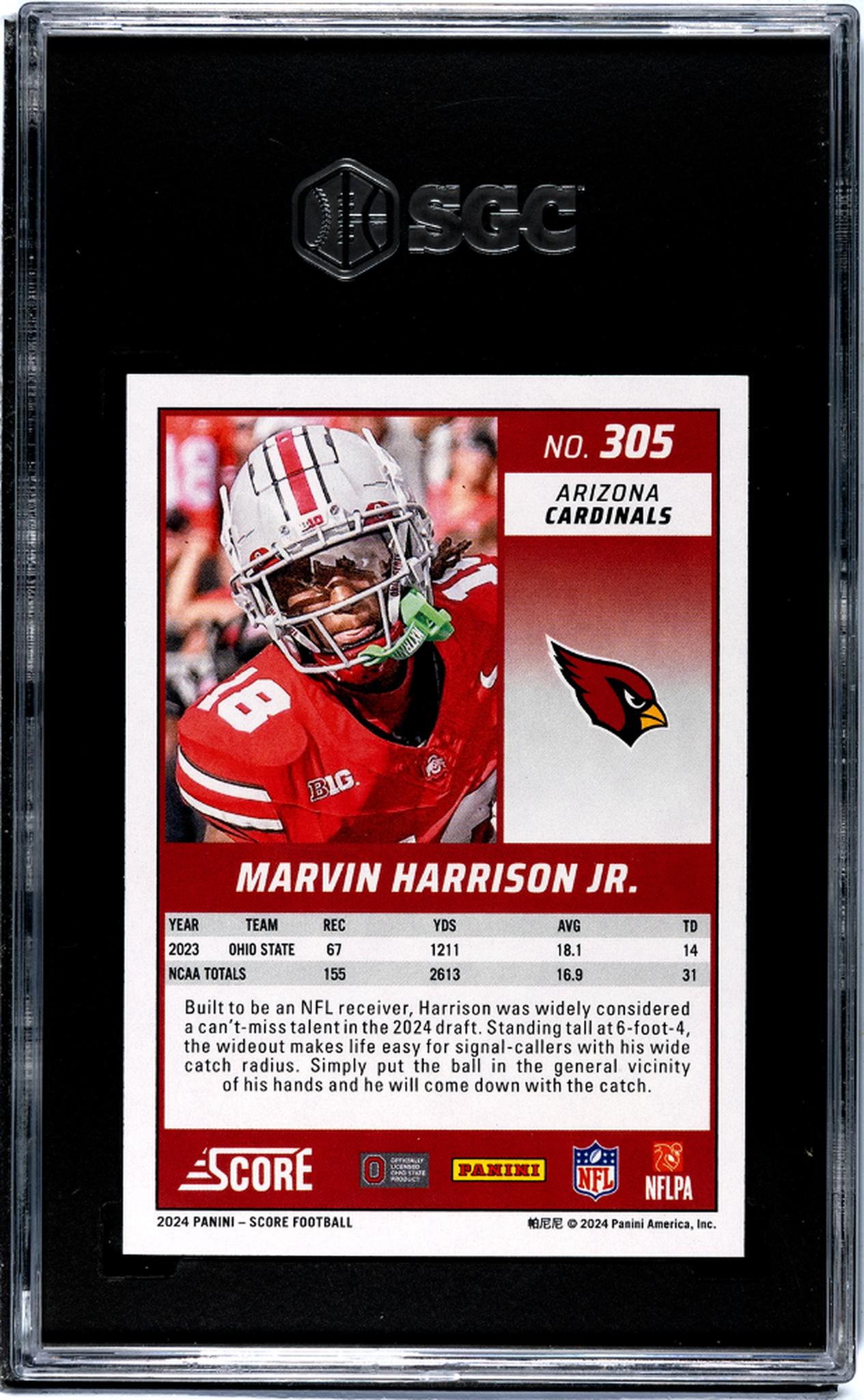 2024 Panini Score #305 Marvin Harrison Jr. SGC 10