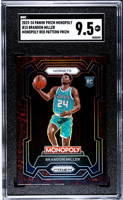 2023-24 Panini Prizm Monopoly Brandon Miller #15 Red Pattern Prizm SGC 9.5