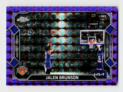 2025-26 Topps Chrome Update #MT-4 Jalen Brunson Moment In Time Purple Geometric Refractor /75