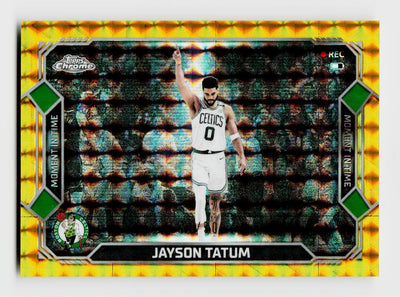 2025-26 Topps Chrome Update #MT-6 Jayson Tatum Moment In Time Gold Geometric Refractor /50