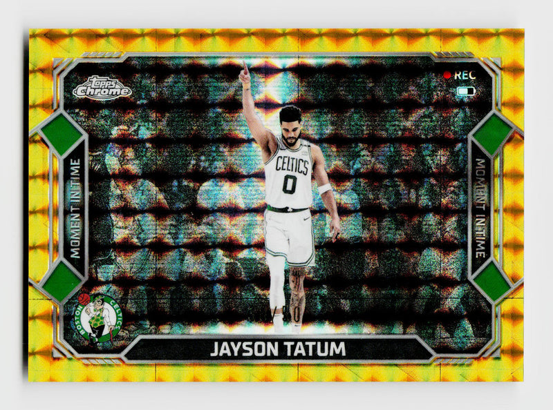 2025-26 Topps Chrome Update #MT-6 Jayson Tatum Moment In Time Gold Geometric Refractor /50