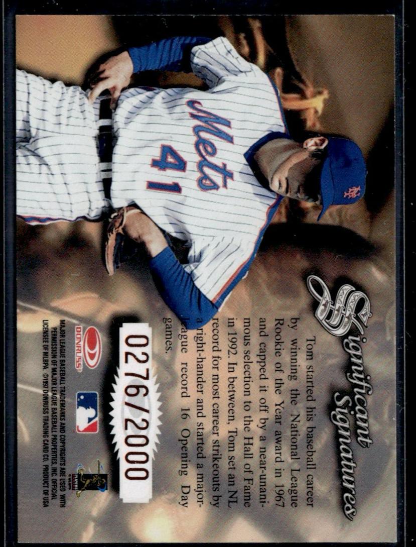Donruss Signature Series Tom Seaver Significant Signatures /2000 New York Mets Auto