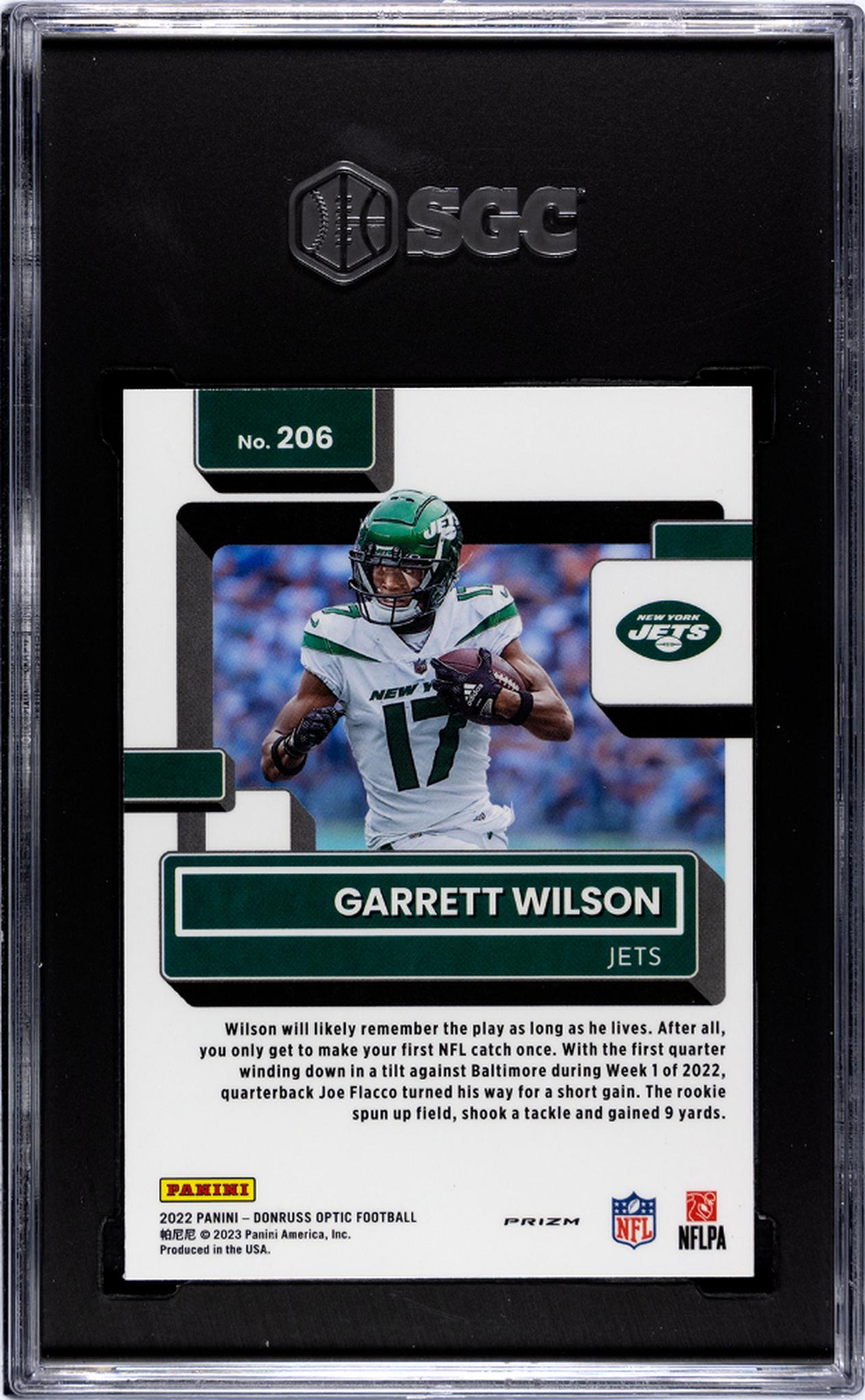 2022 Donruss Optic #206 Garrett Wilson Pink Prizm SGC 8.5