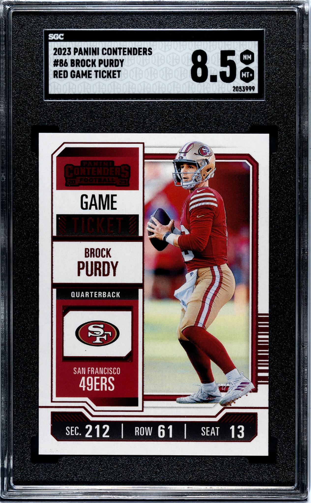 2023 Contenders #86 Brock Purdy Red Game Ticket SGC 8.5